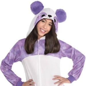 BRAND NEW girl youth panda onesie halloween costume size S 4-6 & L 12-14